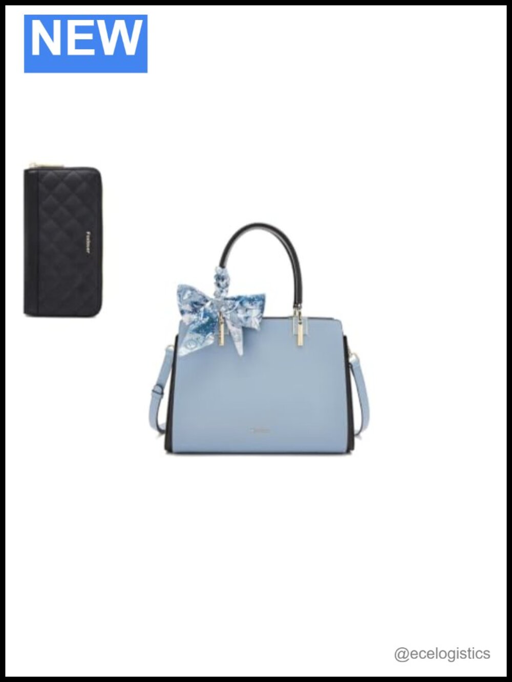 Medium Quilted Tote Bag with Slim Leather Wallet Set